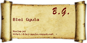 Blei Gyula névjegykártya